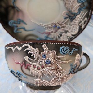 COPY - Amazing Detailed Vtg. Moriage Dragonware Porcelain Teacup/ Saucer 3 Sets…